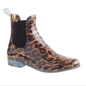 J.Crew Leopard Chelsea Rain Boot. Size 8.